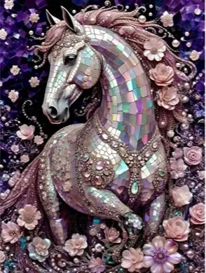 Caballo con flores.