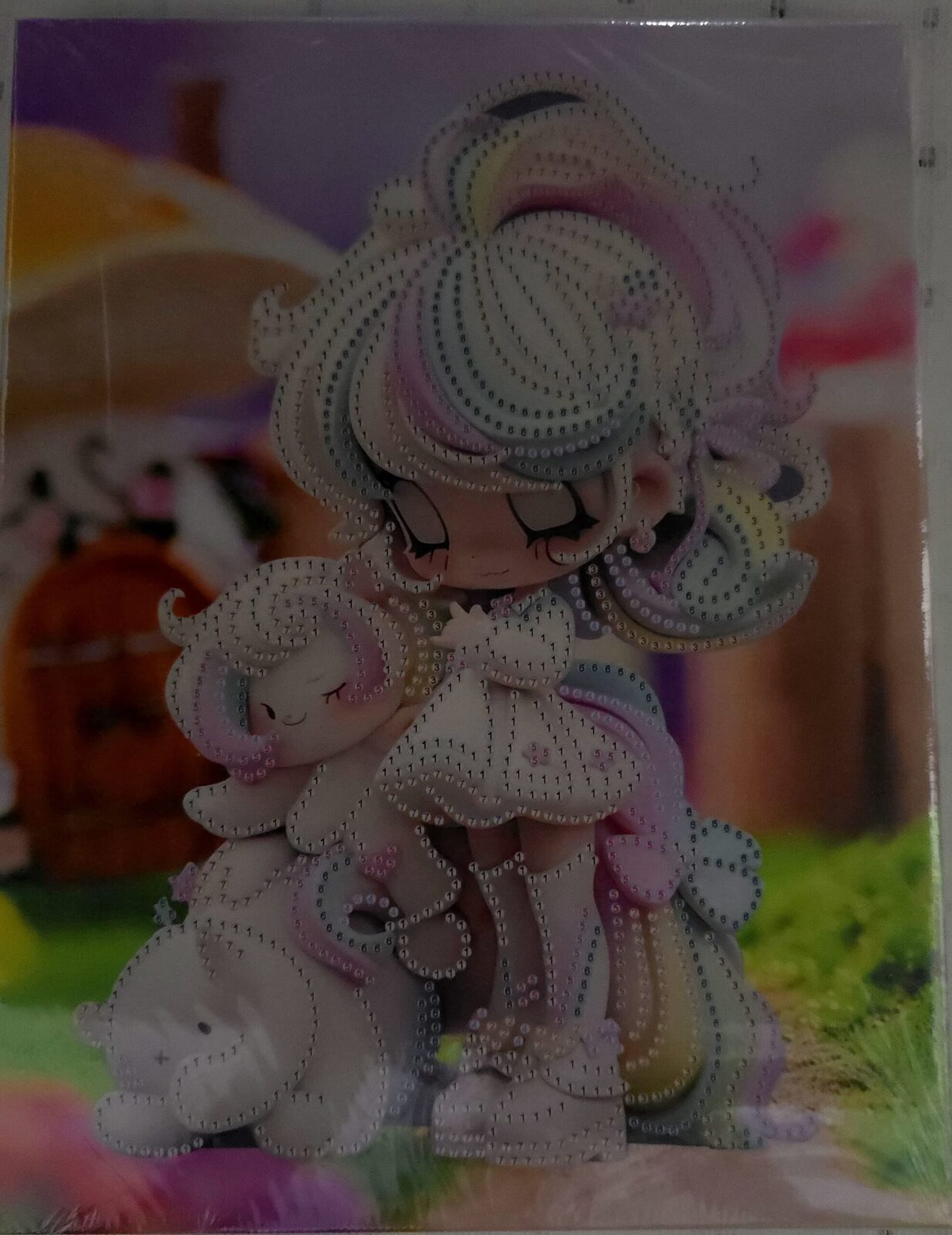 Cuadro muñeca, con muñeca y oso.