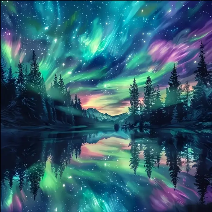 Paisaje azul diamantes cuadrados