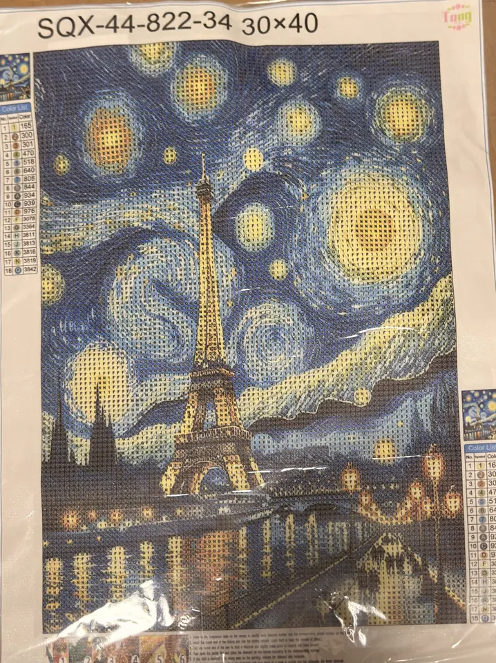 Noche estrellada con torre.