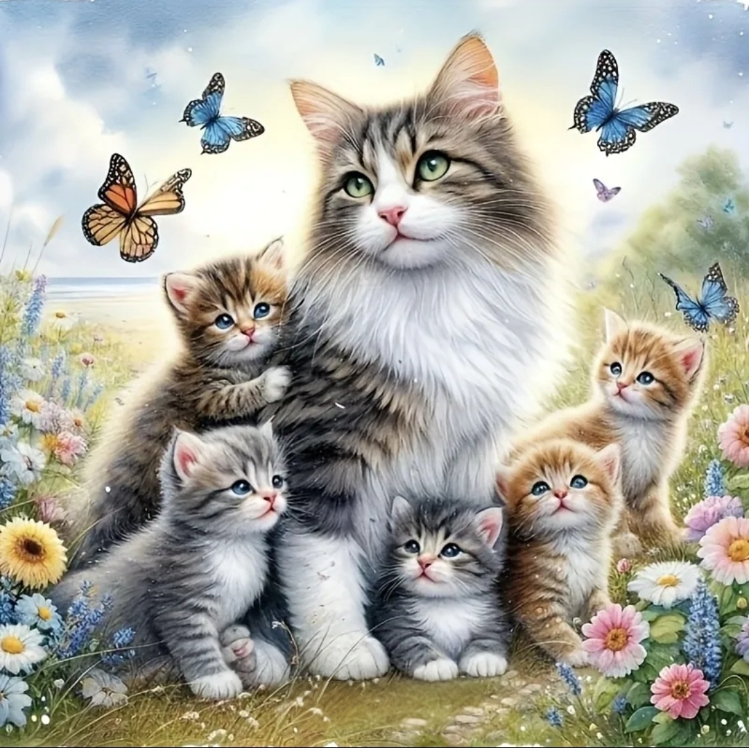 Gatitos con mariposas.
