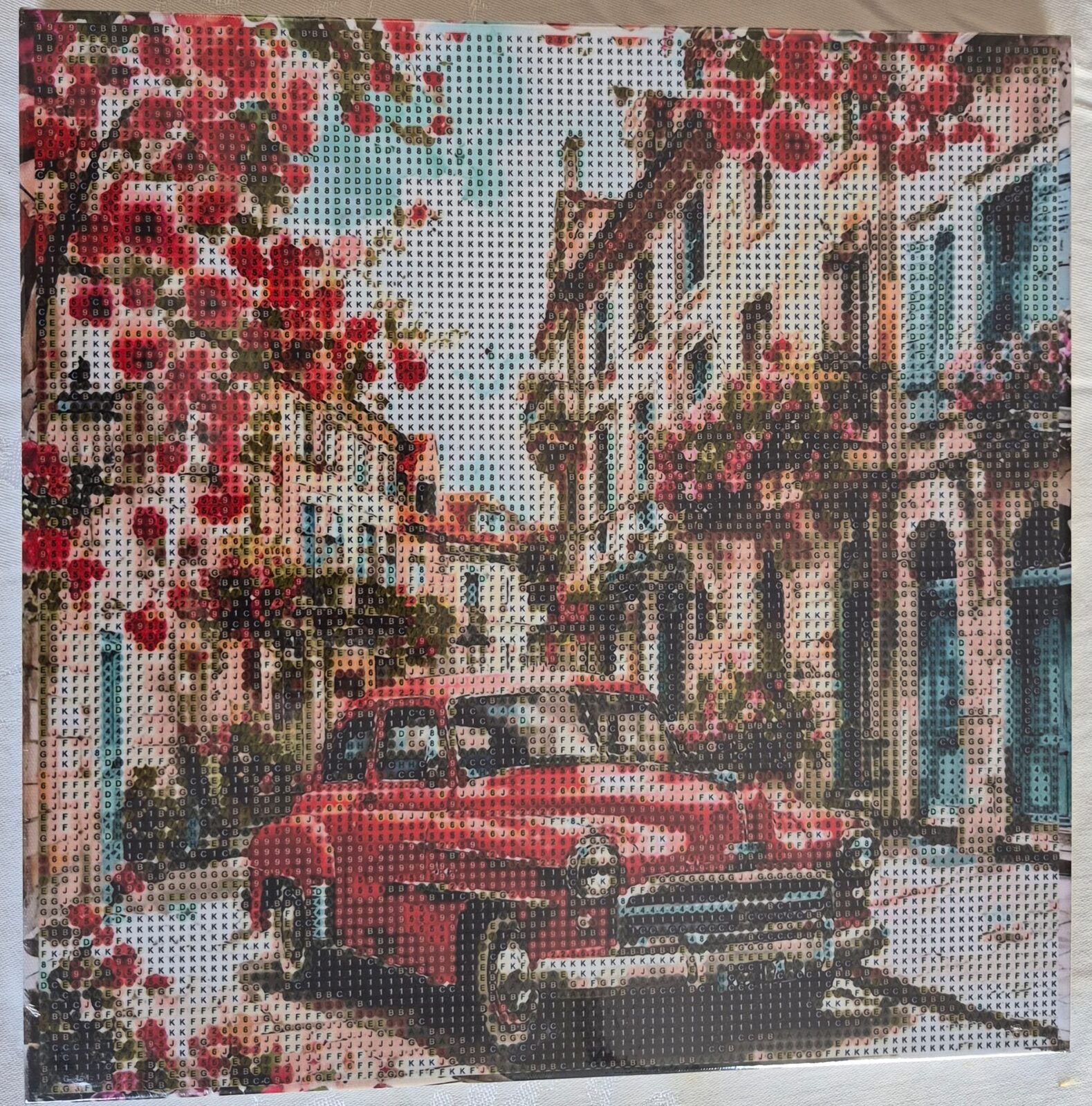 AUTO ROJO CON FLORES