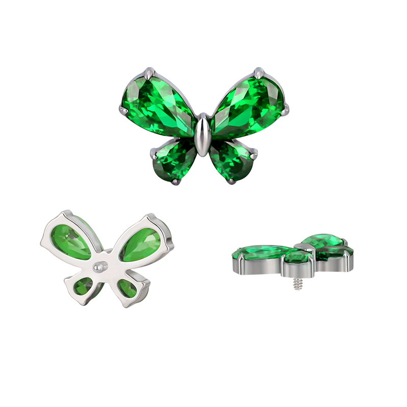 Top butterfly green teardrop