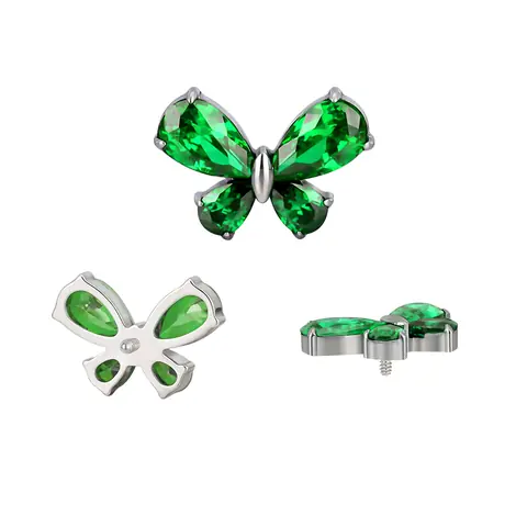 Top butterfly green teardrop