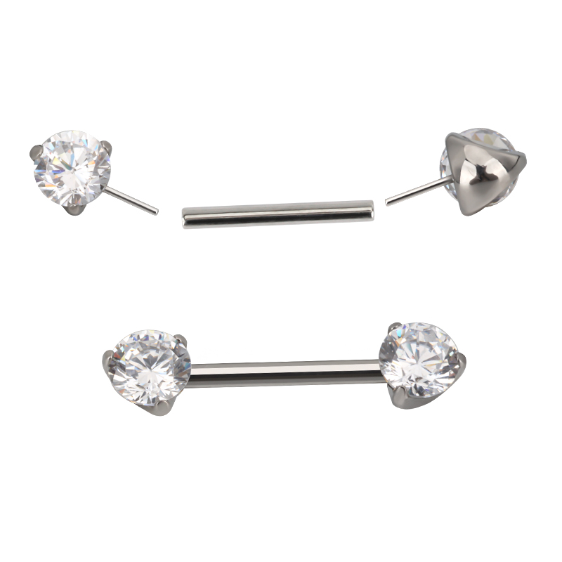 Barbell nipple cz shine push in