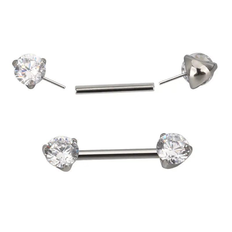 Barbell nipple cz shine push in