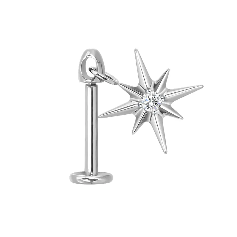 Labret sparkle cz charm