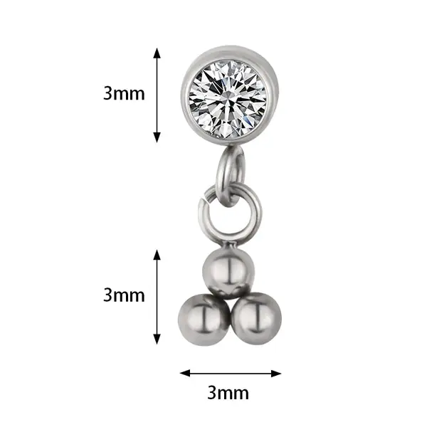 Top charm trinity balls 1cz