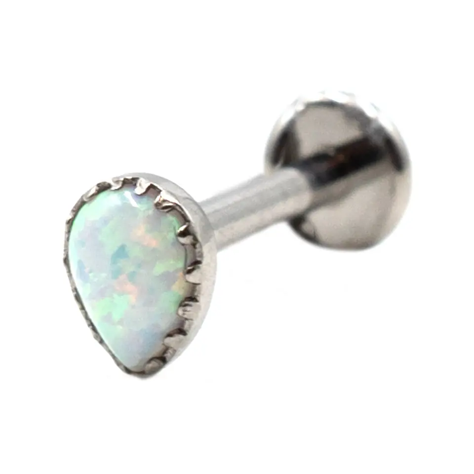 Labret teardrop opal white