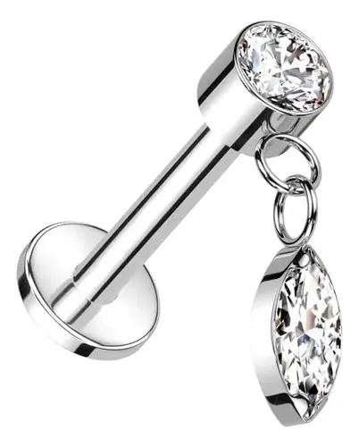 Labret cristal con charm marquise