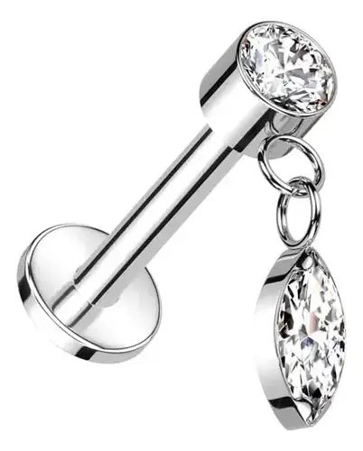 Labret cristal con charm marquise