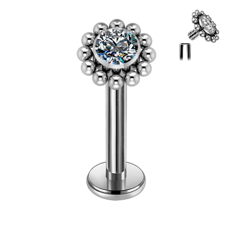Labret cz balls flower