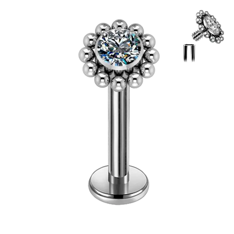 Labret cz balls flower