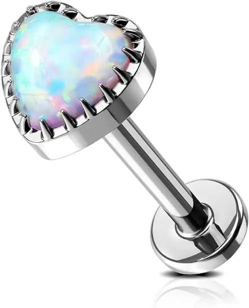 Labret heart opal white
