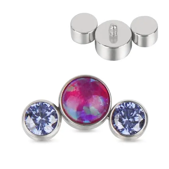 Cluster 2 blue zircon & 1 opal purple