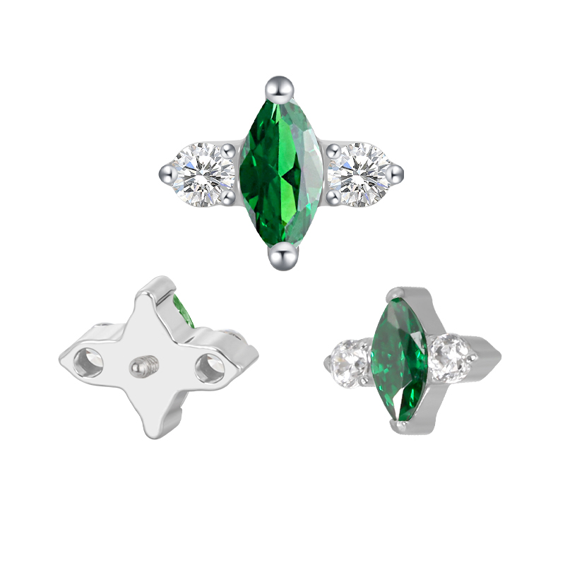 Top 2 cz green marquise
