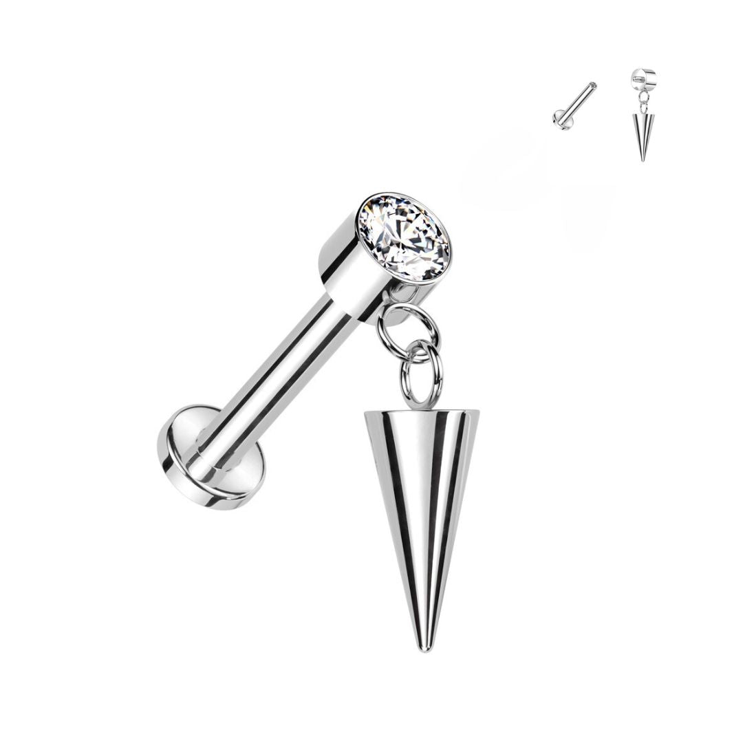 Labret charm cz spike
