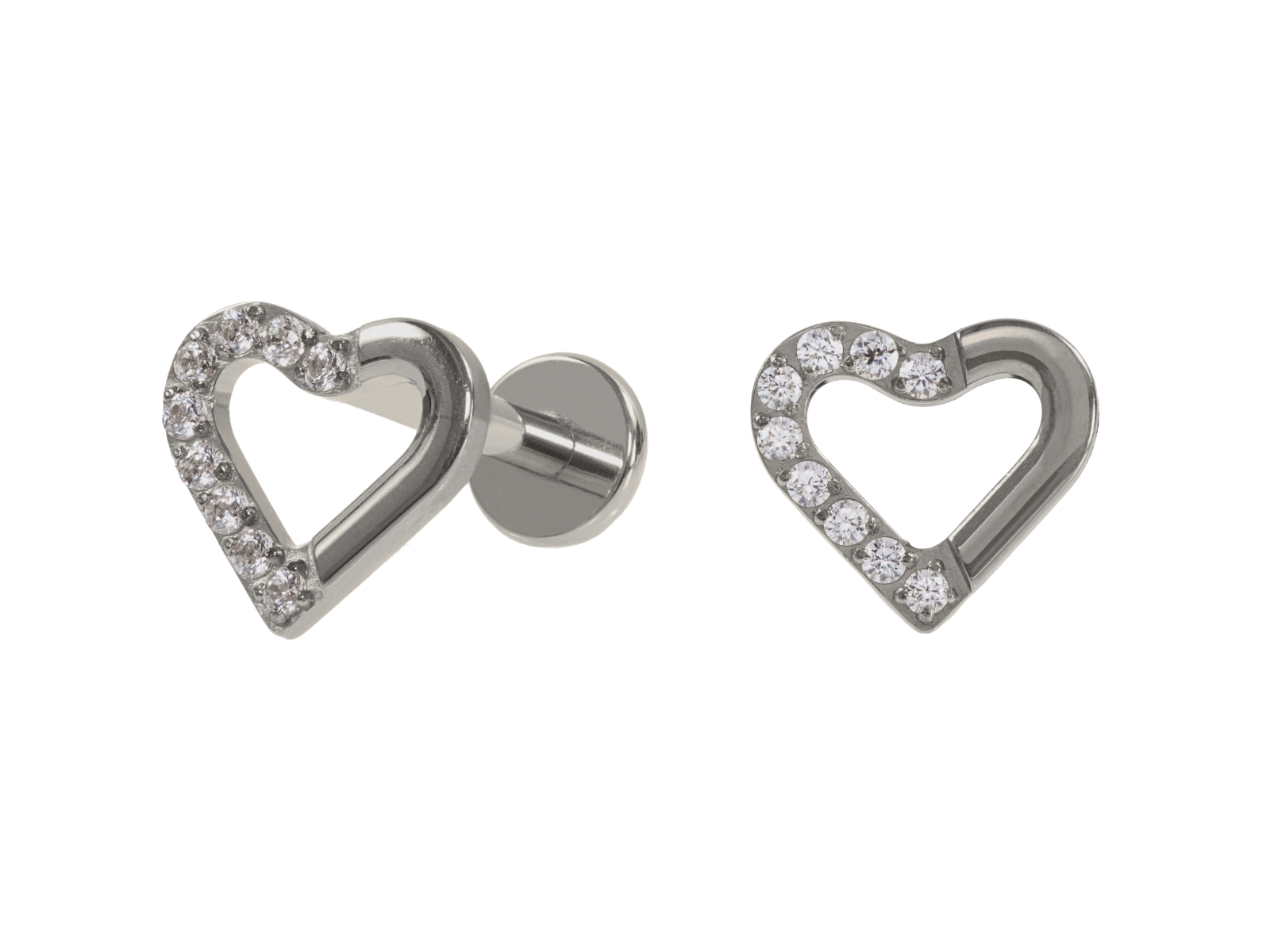 Labret heart mid cz