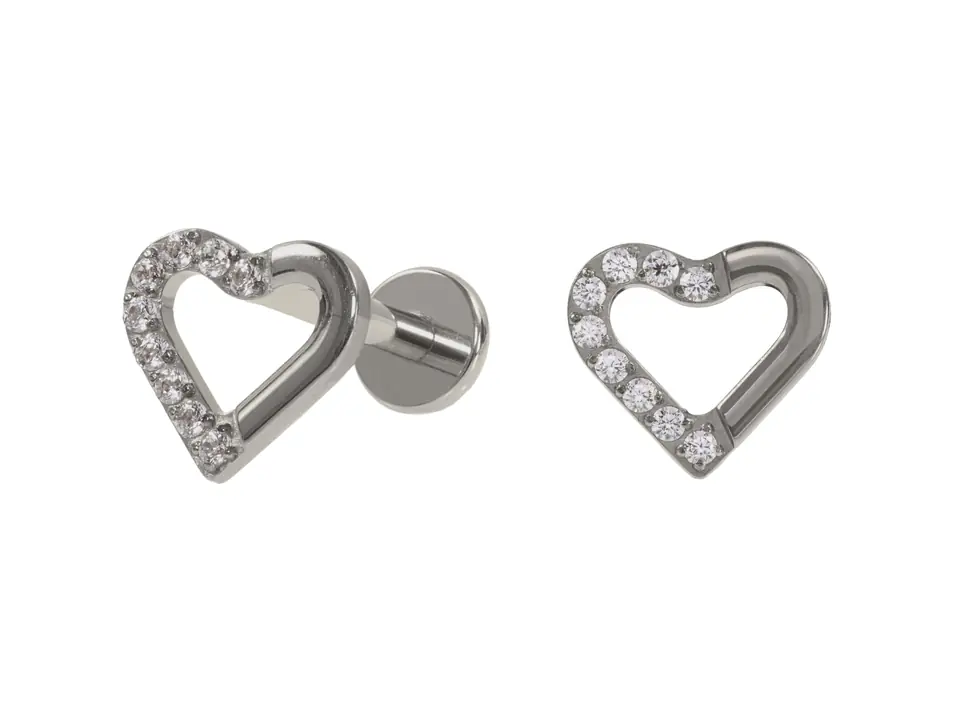 Labret heart mid cz