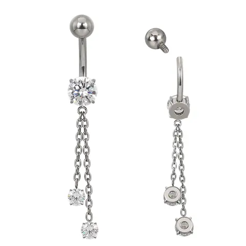 Navel chains 3 cz prong set