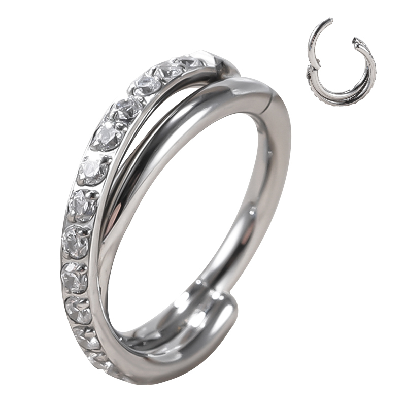 Clicker cz doble liso sobrepuesto