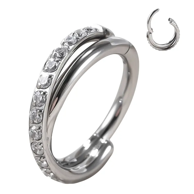 Clicker cz doble liso sobrepuesto