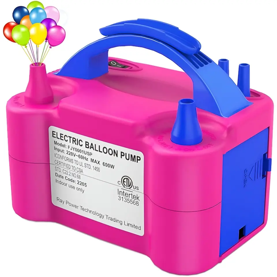 INFLADOR DE GLOBOS ELECTRICO COMPRESOR 2 INYECTORES PARA INFLAR EN SIMULTANEO 600 WATT