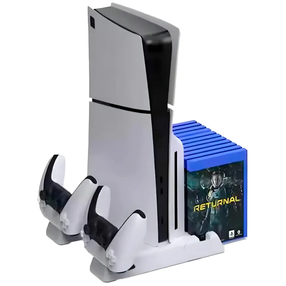DOBLE BASE CARGADOR PARA CONTROL JOYSTICK Y CONSOLA PLAYSTATION 5 PS5 CON FAN COOLERS