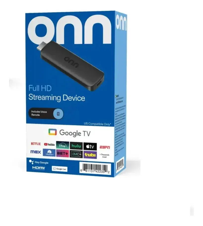 Dispositivo de streaming Onn 36233631 Google TV Full HD 2023 8GB 1.5GB RAM con control por voz color negro
