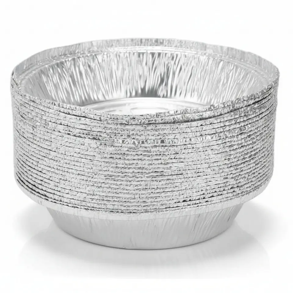 PACK X50 BANDEJAS PLATOS DE ALUMINIO PARA FREIDORAS DE AIRE 20X4CM REDONDA DESCARTABLES