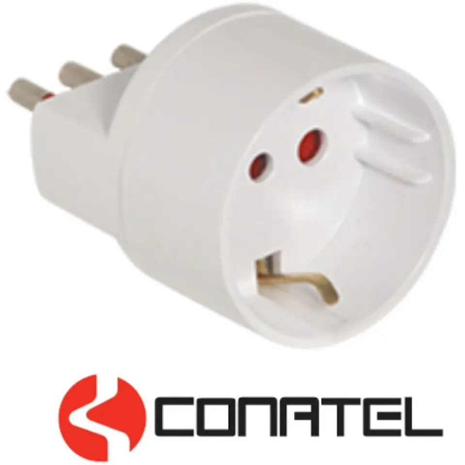 ADAPTADOR DE CORRIENTE ENCHUFE FICHA DE 3 EN LINEA MACHO A SCHUKO HEMBRA