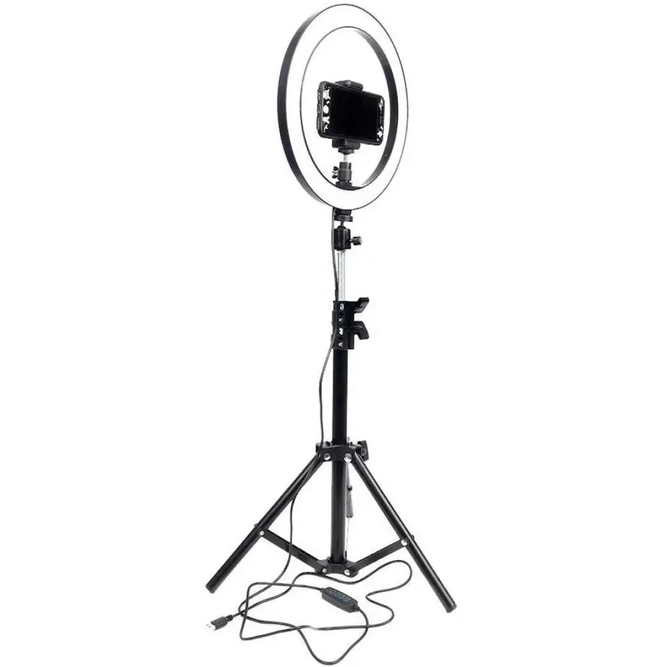 TRIPODE ANILLO O ARO LUZ LED 26CM SELFIE MAQUILLAJE FOTOS YOUTUBERS TIK TOK ZOOM CANTAR 1.7M