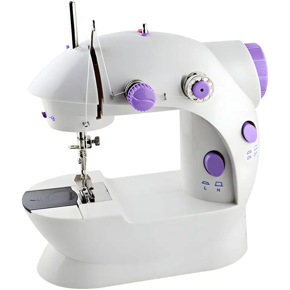MINI MAQUINA DE COSER PORTATIL CON PEDAL, LUZ Y CORTADOR DE HILO SM-202A