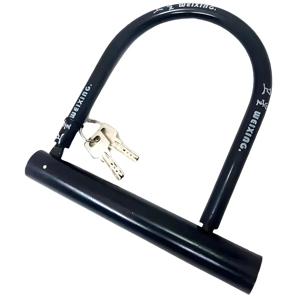 TRABA O TRANCA EN "U" LINGA DE ACERO CON LLAVE SEGURIDAD PARA MOTO BICICLETA MONOPATIN
