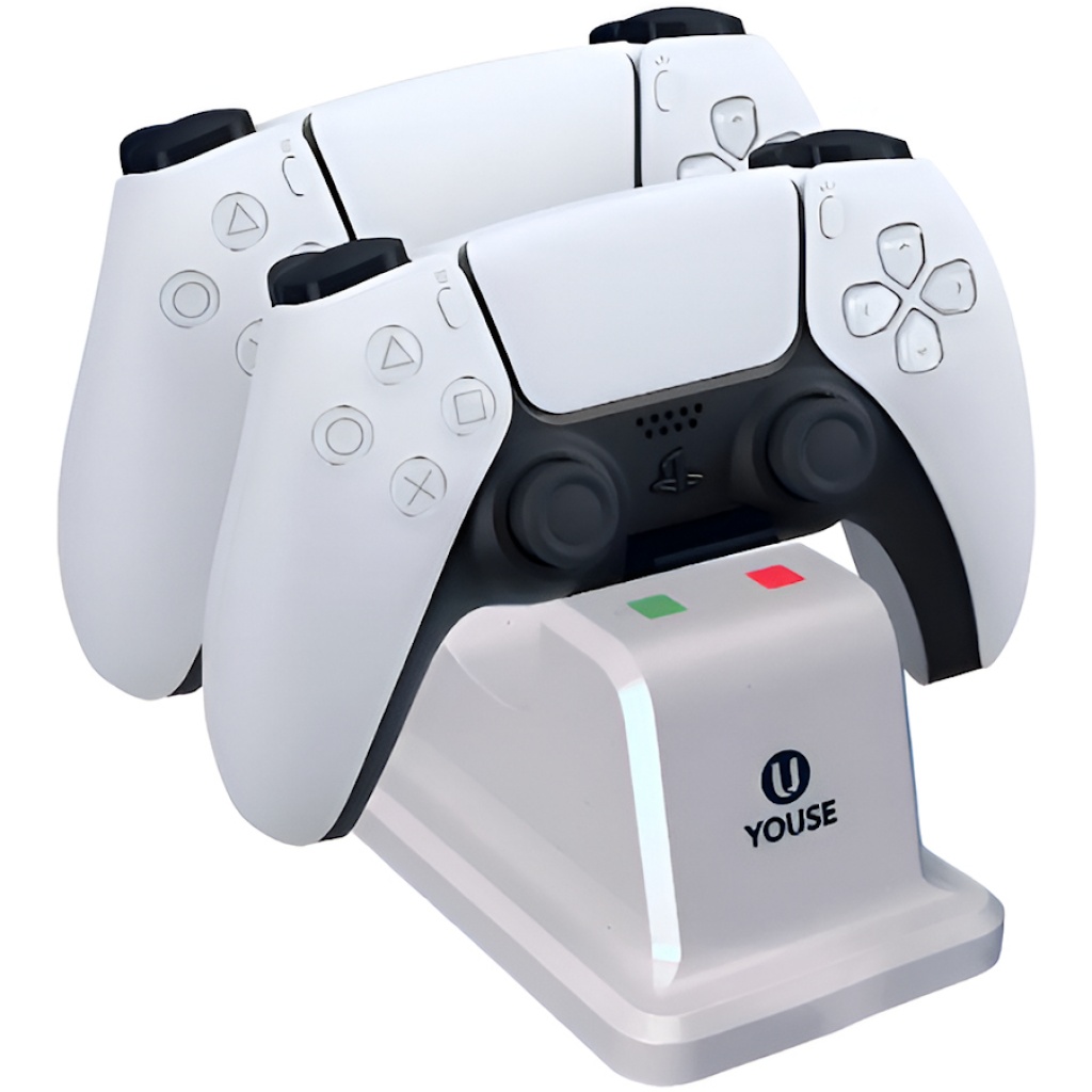 BASE CARGADOR DOBLE CONTROL JOYSTICK PLAYSTATION 5 PS5 CON CABLE USB-C