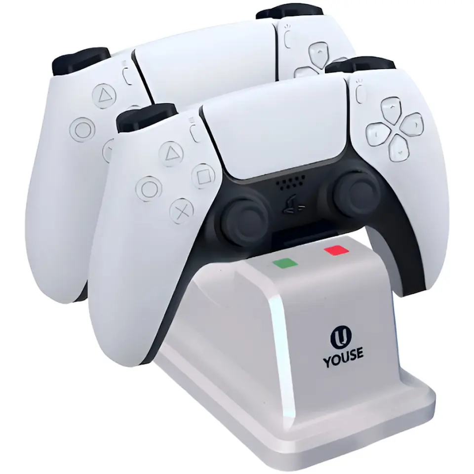 BASE CARGADOR DOBLE CONTROL JOYSTICK PLAYSTATION 5 PS5 CON CABLE USB-C