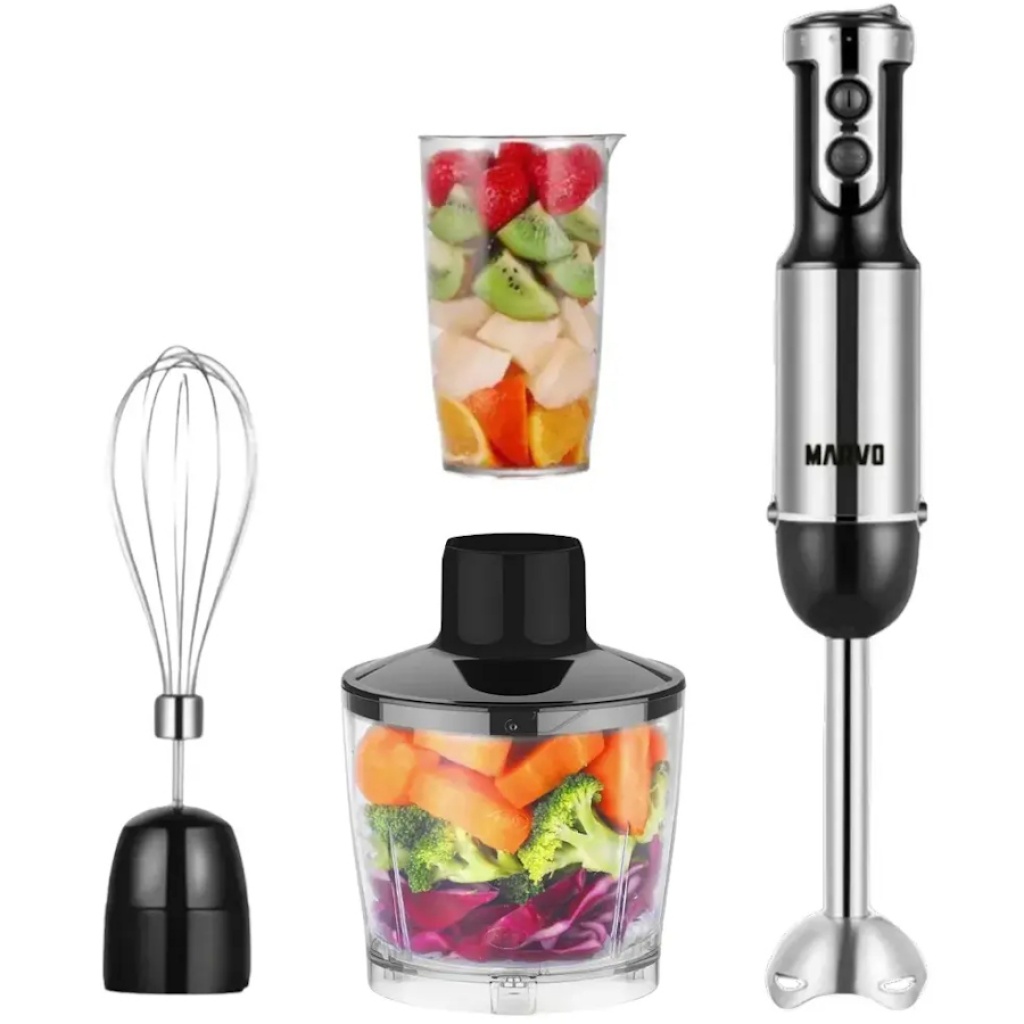 MIXER 2 VELOCIDADES 800W ACERO INOXIDABLE + BATIDOR Y 2 VASOS MARVO HBR-032