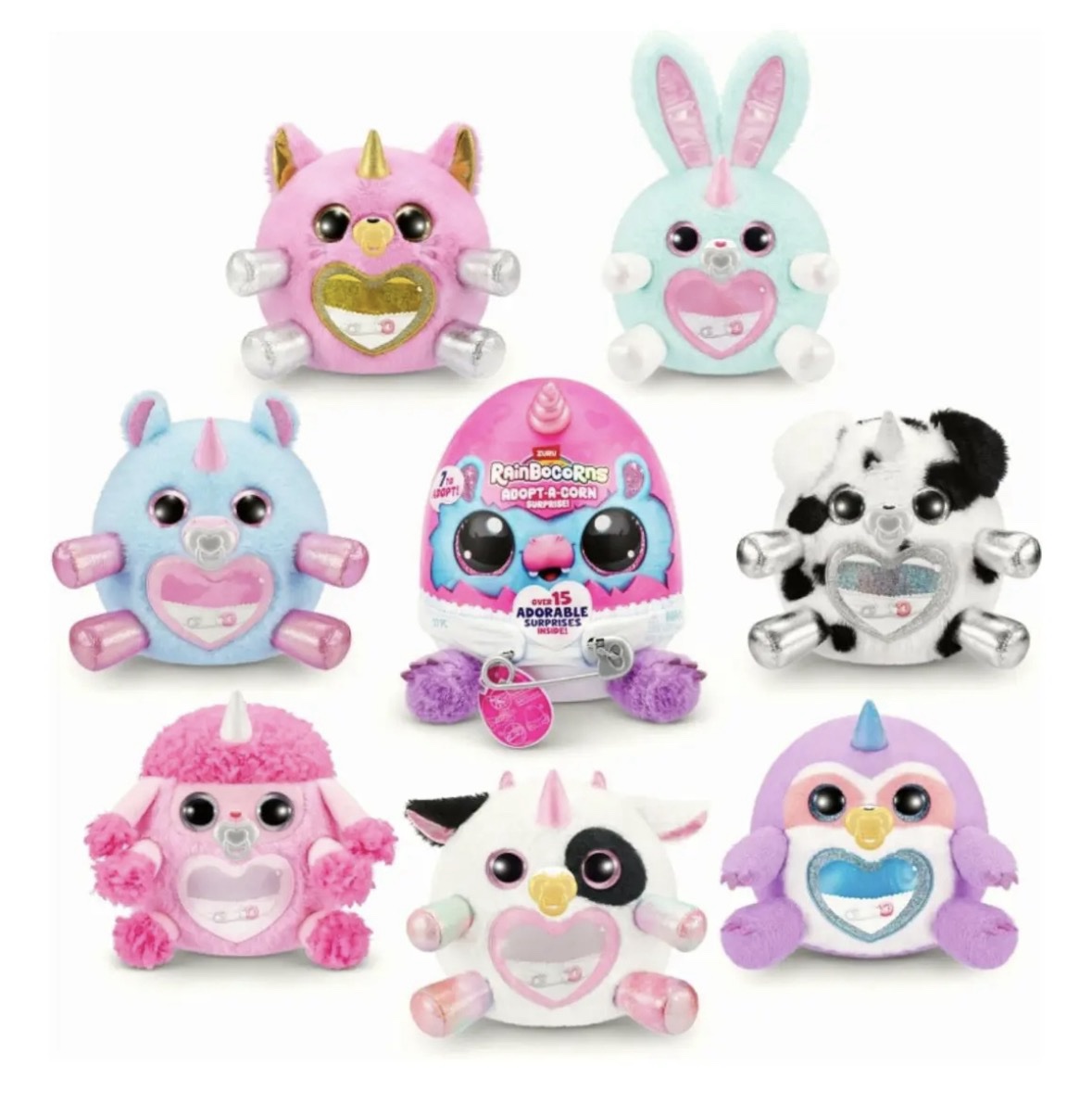 Huevo Rainbocorns Adopt Baby Corn +15 Sopresas Peluche Pañal