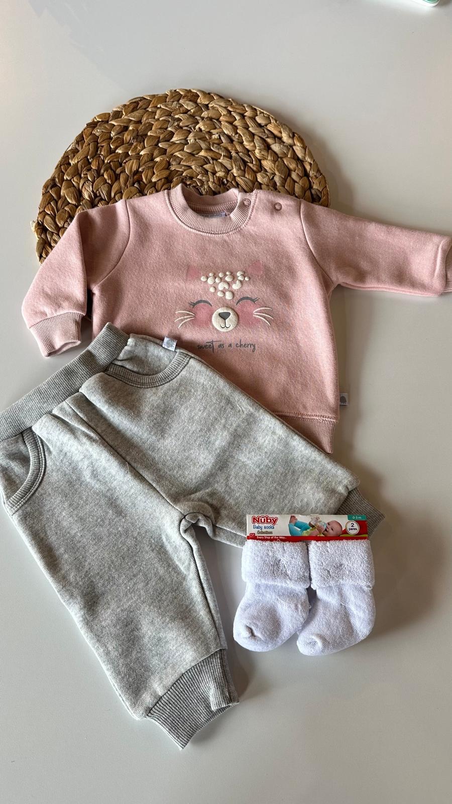 Conjunto beba, de algodón con felpa