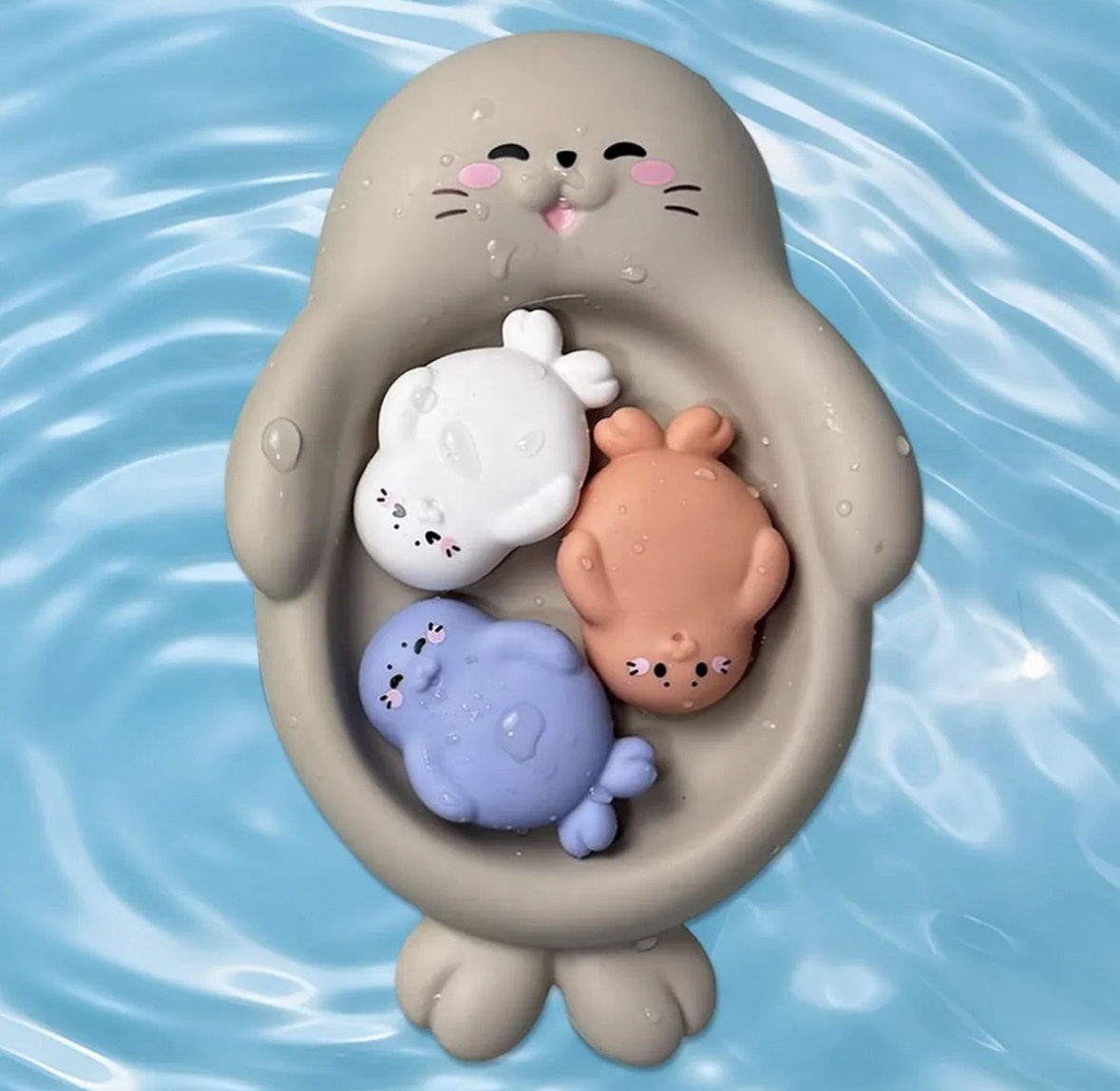Foca con bebés para baño