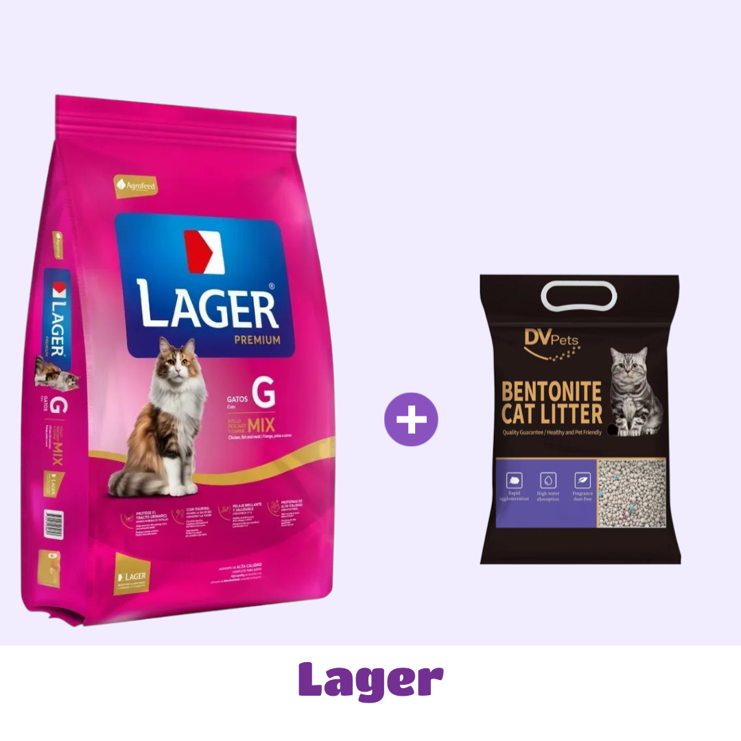 LAGER GATO 10 KG + PIEDRAS 4 KG