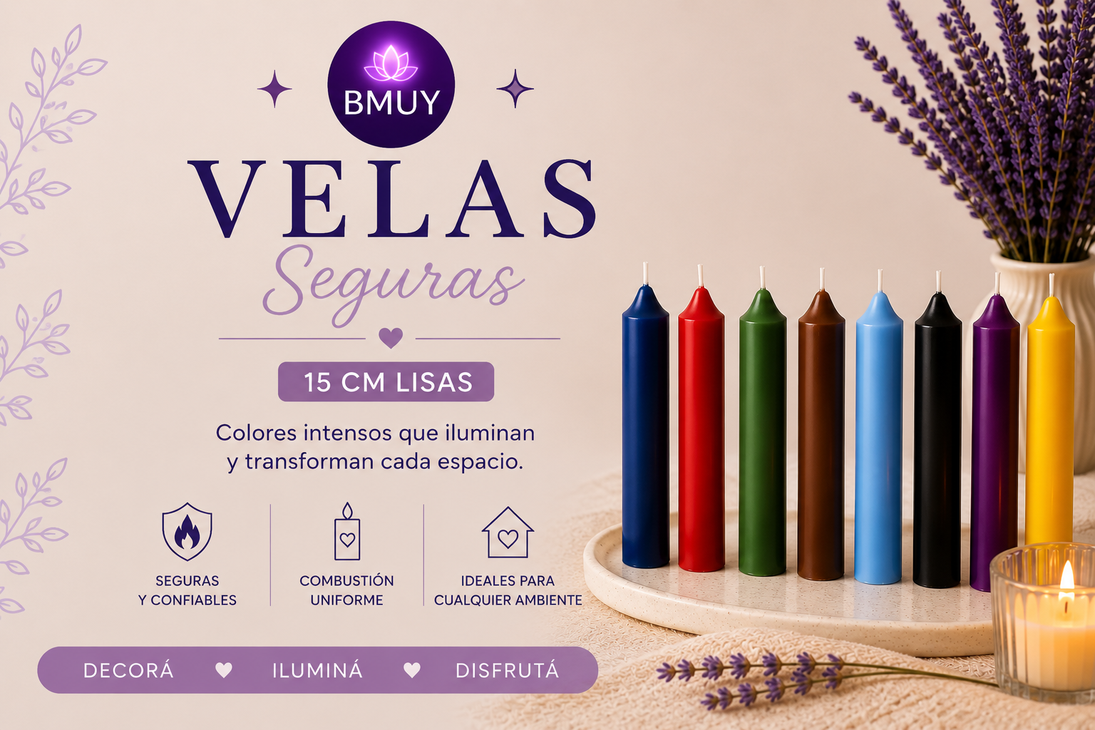 Vela segura lisa 15 cm