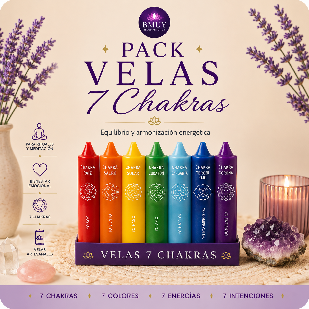Pack de velas 7 chakras