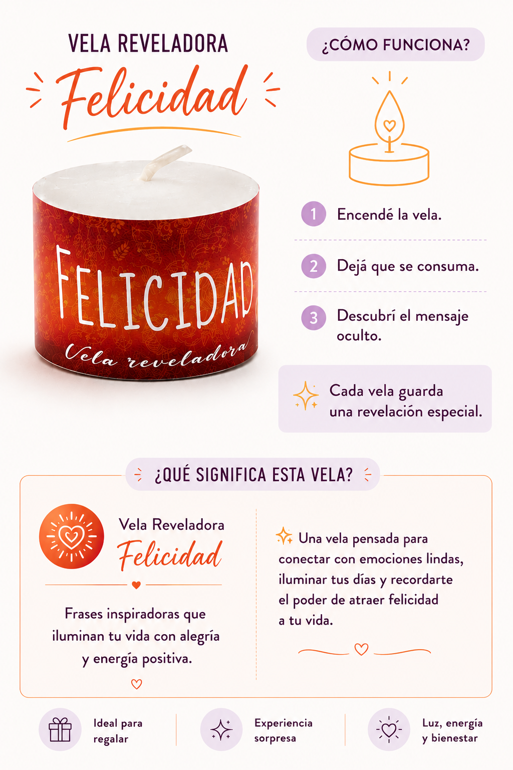 Velita reveladora Felicidad