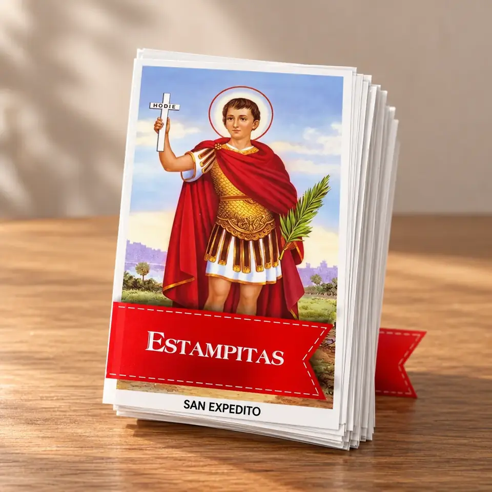 Estampita de San Expedito Plastificada con Oración