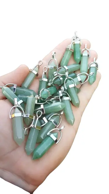 Dije Cuarzo verde hexagonal biterminado