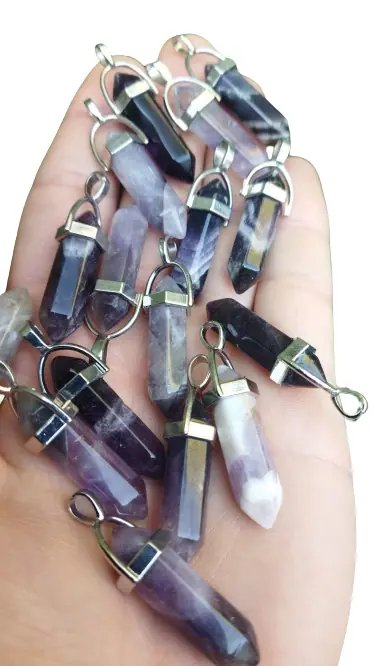 Dije de Amatista Hexagonal biterminado
