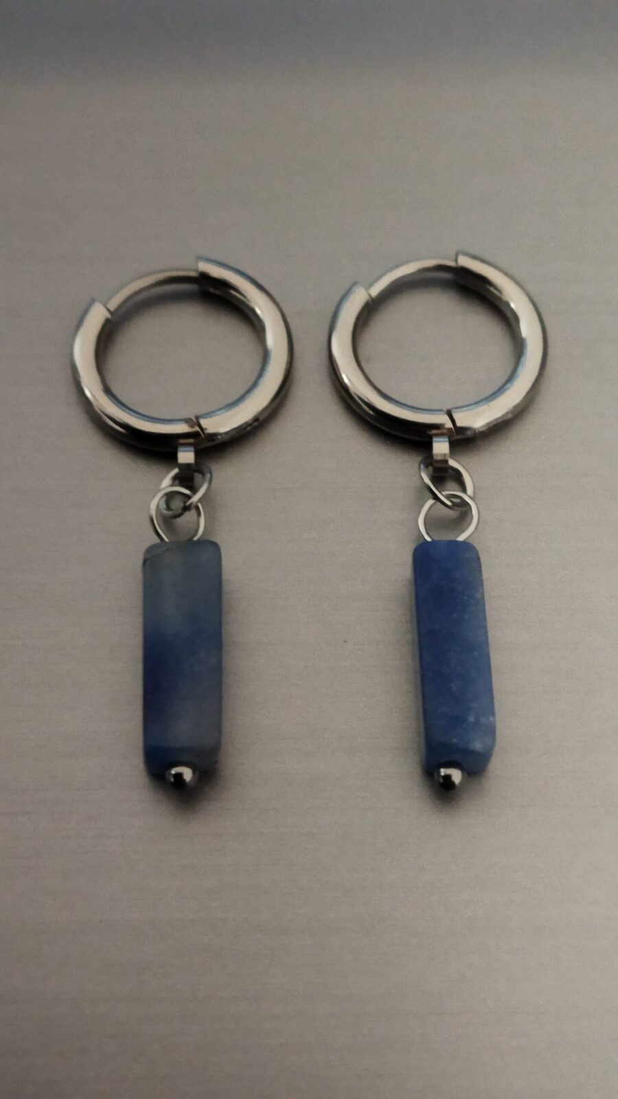 Caravanas colgantes aros con Cuarzo azul