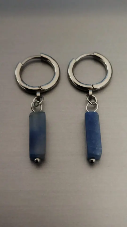 Caravanas colgantes aros con Cuarzo azul