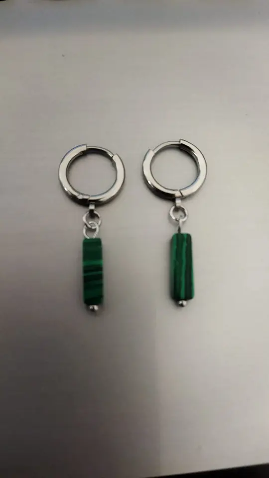 Caravanas colgantes Aros con Malaquita
